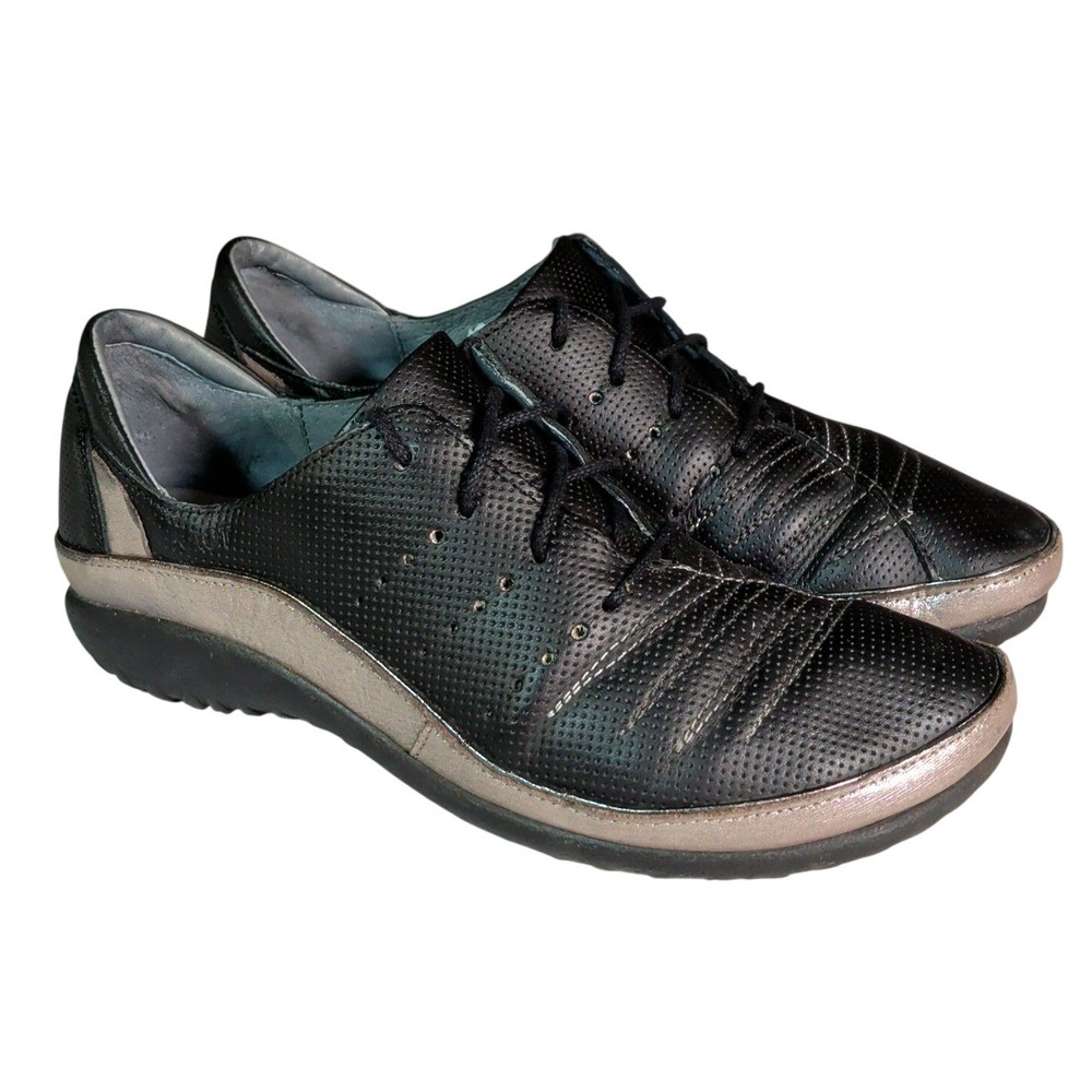 Naot Kumara Shoes Womens Size US 7 EU 38 Walking Sneakers Black Leather Lace Up